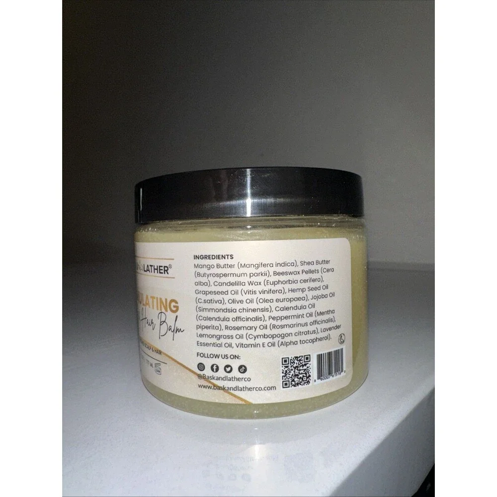Bask & Lather Stimulating Scalp and Hair Balm for Hair Growth, Mango & Shea B...